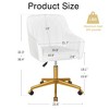 VECELO Velvet Accent Chair, Swivel Vanity Office Chair with Gold Base, Adjustable Height Makeup Desk Chair with Wheels - 2 of 4