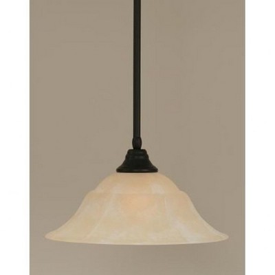 Toltec Lighting Any 1 - Light Pendant in  Matte Black with 16" Amber Marble Shade