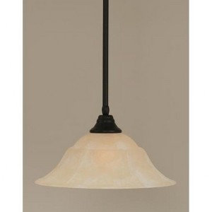 Toltec Lighting Any 1 - Light Pendant in  Matte Black with 16" Amber Marble Shade - 1 of 1