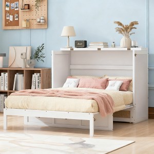 Luxystar Full Size Murphy Bed with Large Storage Drawers, Space Saving Wall Bed Cabinet, Easy Assembly for Guest Room, Apartments and Office - 1 of 4