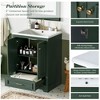 Okak Modern Freestanding Bathroom Vanity with Ceramic Sink,Small Bathroom Storage Cabinet with 2 Closing Doors & Bottom Drawer - 3 of 4