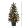 Nearly Natural 4-ft Frosted Artificial Christmas Tree Pre-Lit with 105 LED lights and Berries in Decorative Planter - 2 of 4