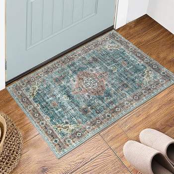 Area Rug Vintage Floral Rug for Living Room Soft Stain Resistant Rug Indoor Boho Carpet for Bedroom Dining Nursery Room