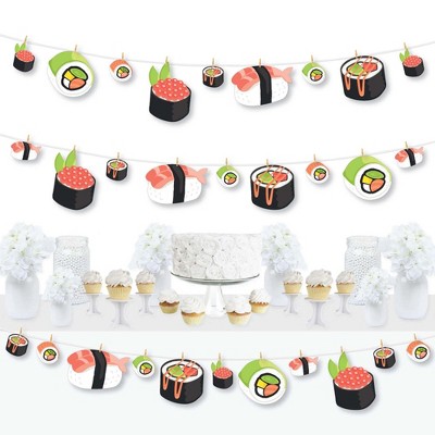 Big Dot of Happiness Let's Roll - Sushi - Japanese Party DIY Decorations - Clothespin Garland Banner - 44 Pieces