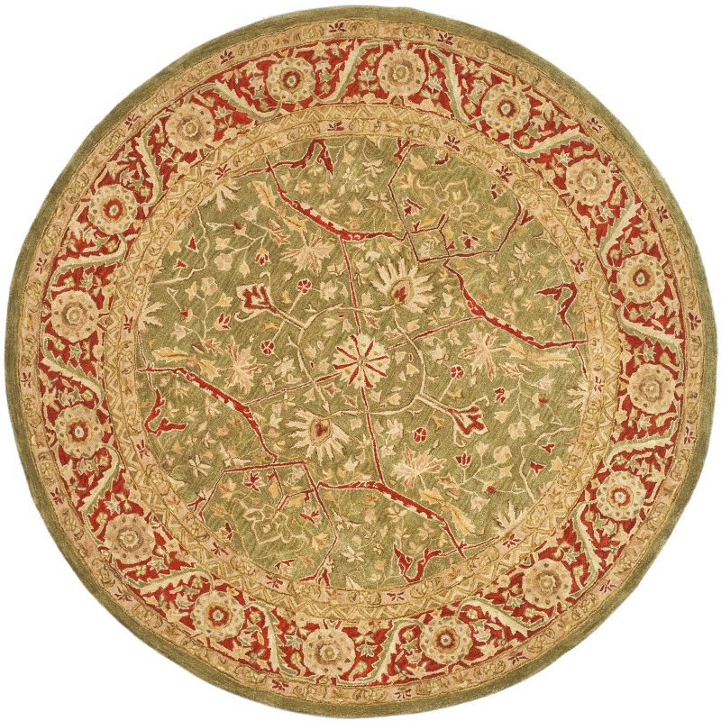 Anatolia AN523 Hand Tufted Round Traditional Area Rug - Green/Red - 8' X 8' Round - Safavieh., 1 of 6