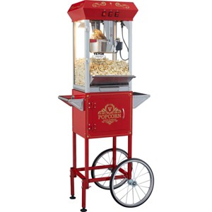 INFURNIC Popcorn Poppers Popcorn Machine with Cart 8 Oz Capacity 850W High Output for Parties and Events, Red, 30.3"*15.34"*17.9" - 1 of 4