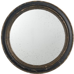 Vynxaria 24 in. Wx24 in. H Round Black Wooden Frame Antique Accent Mirror for Living Room, Foyer, Bathroom, Office - 1 of 4