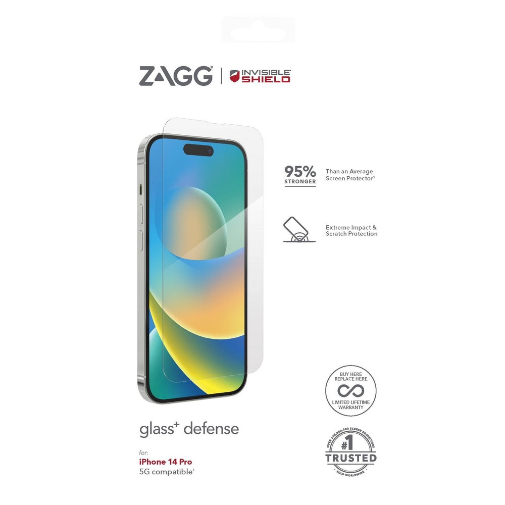 ZAGG iPhone 14 Pro Screen Protector Glass+ Defense