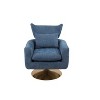 Blue Classic Mid-Century 360 Degree Swivel Armchair, Teddy Fabric - 3 of 4