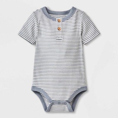 Image of Baby Boys' Henley Bodysuit - Cat & Jack™ Gray 0-3M