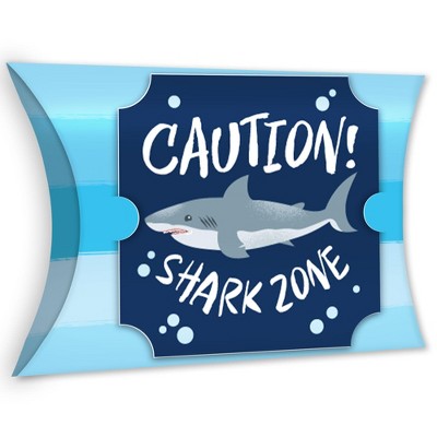 Big Dot of Happiness Shark Zone - Favor Gift Boxes - Jawsome Shark Party or Birthday Party Large Pillow Boxes - Set of 12