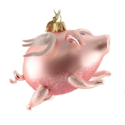 Morawski 3.0" Flying Pig With Glitter Wings Ornament Cincinnati Marathon  -  Tree Ornaments