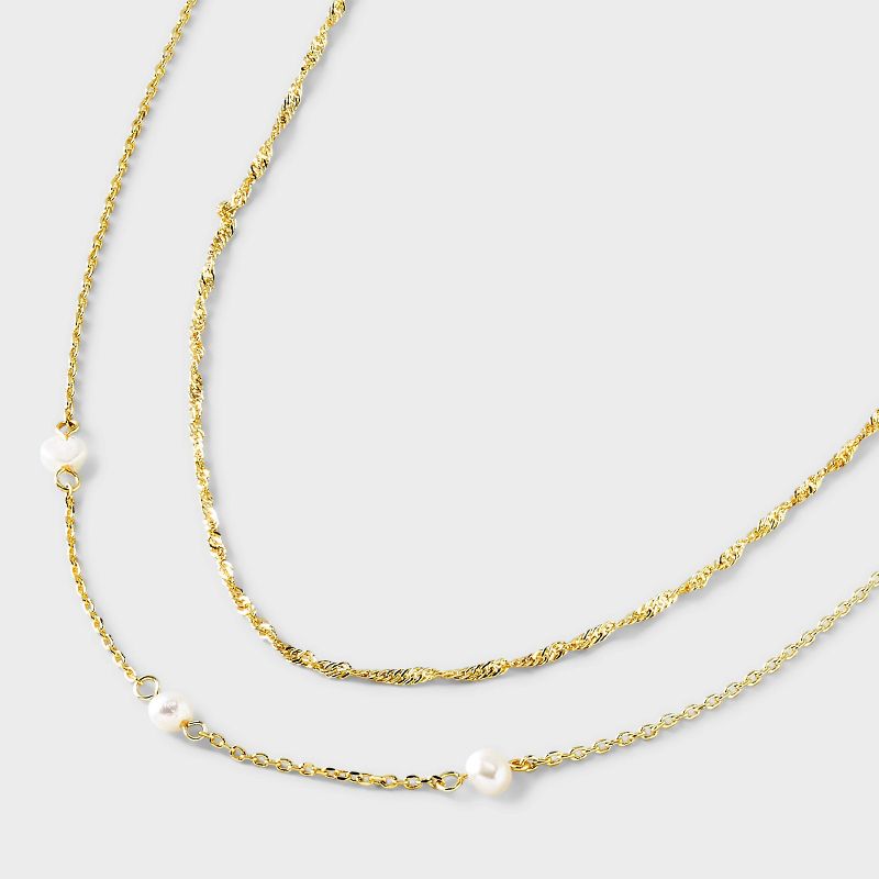 14K Gold Plated Freshwater Pearl Chain Duo Necklace - A New Day&#8482; Gold, 5 of 6