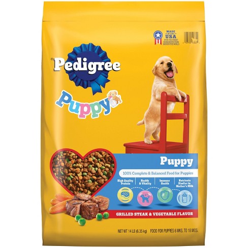 Pedigree Grilled Steak and Vegetable Flavor Puppy Dry Dog Food 14lbs