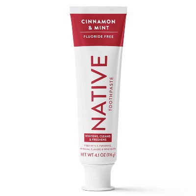 Native Cinnamon Mint Fluoride-Free Sodium Lauryl Sulfate-Free Whitening Toothpaste - 4.1oz: Paraben-Free, Gluten-Free, Paste