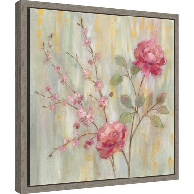 Silvia Vassileva Pink Floral Canvas Wall Art Print with Frame