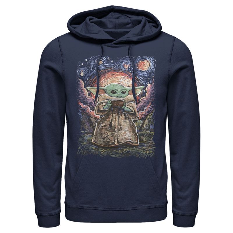 Men's Star Wars The Mandalorian The Child Starry Night Pull Over Hoodie, 1 of 5