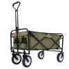 VYNXARIA Collapsible Foldable Wagon Cart with strapping system Beach Wagon Utility Cart Utility Wagon Grocery Cart,Green - 2 of 4