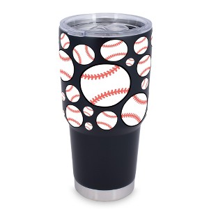 100 North 30 Ounce Stainless Steel On the Go Travel Tumbler With Push Top Lid, Baseball Black - 1 of 4
