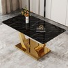 KTMBDW 63" Large Glass Dining Table for 4 6 8, Modern Rectangular Glass Top Kitchen Table with GoldenMetal Base for Dinner Kitchen Dining Room, Gold - 3 of 4