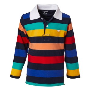 Sportoli Boys Cotton Striped Long Sleeve Polo Rugby Shirt - 1 of 3