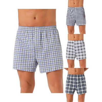 INSPIRE CHIC Men's 3 Pack Classic Plaid Pattern Boxer Shorts