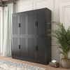 62" High Black Wicker Door Wood Grain Decorative Storage Cabinet with 12 Shelves - 3 of 4