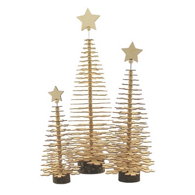 Christmas 15.5" Layered Wood Trees Set/3 Winter Holiday Star  -  Decorative Figurines