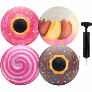 SCS Direct Gaga Dessert Themed Playground Balls (8.5 inches) w Air Pump- for Recess Dodgeball, Kickball -Fun Outdoor Spring Toys & Gifts for Kids - 1 of 4