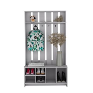 TiramisuBest 38" 3 - In - 1 Entryway Hall Tree - Storage Bench, Four - Hook Coat Rack & Shoe Storage, Stunning Cream White Finish - 1 of 4