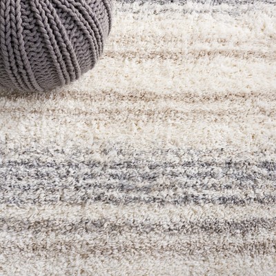 Fontana Ivory and Gray Shag 4' x 6' Synthetic Area Rug