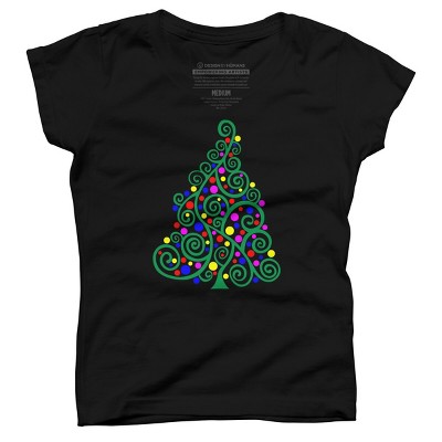 Girl's Design By Humans Doodle Christmas Tree By DesignsbyDarrin T-Shirt