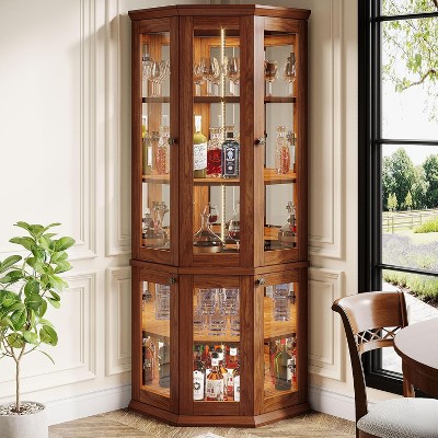 Tribesigns 70.87-Inch Corner Bar Cabinet, 5-Tier Wine Cabinet, Home Bar Liquor Cabinet for Dining Room, Living Room, Kitchen