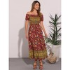 INSPIRE CHIC Women's Boho Floral Square Neck Midi Smocked Maxi Dress - 4 of 4