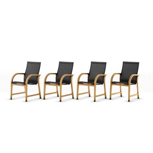 Amazonia 4pc HavenHue Teak Outdoor Patio Dining Chairs Arm Chairs Black: Eucalyptus Frame, FSC Certified, UV & Rust Resistant - 1 of 4