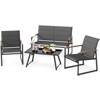 Costway 4 PCS Patio Furniture Set with Padded Fabric Seat & Wood-Plastic Armrests Table - 2 of 4