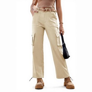 Clearlove Women Casual Straight Pants High Waist Cargo Trousers with Pocket - 1 of 4