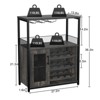 3-Tier Wine Bar Cabinet with Detachable Rack, Storage Buffet with Glass Holder & Mesh Door, for Kitchen Living Room Bar - 4 of 4