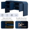 ORRD 63" Wave-Pattern Console Table with 4 Doors, Curved Sofa Table with Adjustable Shelf, Rustic Entryway Table for Living Room & Foyer（Black） - 4 of 4