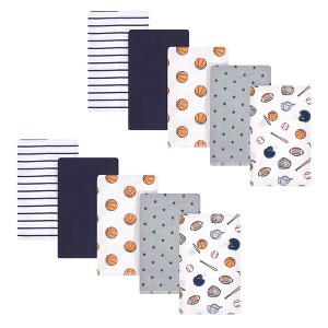 Hudson Baby Infant Boy Cotton Flannel Burp Cloths, Sports, One Size - 1 of 2