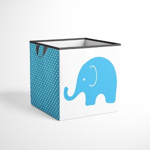 Bacati - Elephants Aqua/Lime/Gray Storage Box Small - 1 of 4