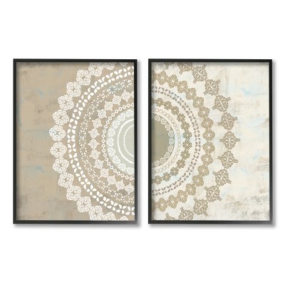 Stupell Industries Rustic Mandala Boho Pattern Framed Giclee Art