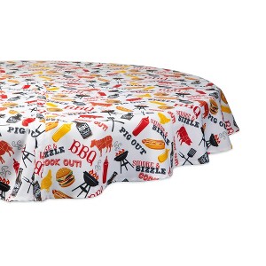 Design Imports  Bbq Fun Print Outdoor Tablecloth 60 Round - 1 of 4