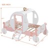 YONWAY Twin Size Princess Bed Frame for Girls, Wooden Princess Carriage Bed with Crown, Kids Twin Bed Frames for Girls Boys with Stair - 3 of 4