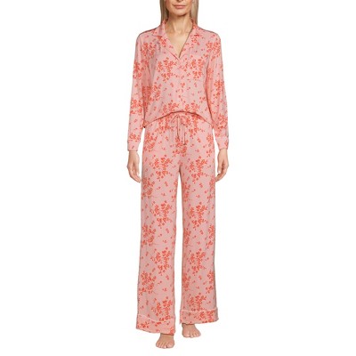 Lands' End Women's Cooling 2 Piece Pajama Set - Long Sleeve Top and Pants