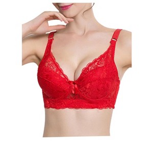 Allegra K Women Full Cup Breathable Comfort Floral Lace Non-Padded Underwired Bra - 1 of 4