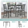 Mshliw 5-Piece Counter Height Dining Table Set with 4 Upholstered Chairs, Square Solid Wood Dining Set for Small Spaces, Kitchen & Dining Room - 4 of 4