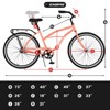 Garvee 26 Inch Cruiser Bike for Men Women, Single Speed Drivetrain Steel Frame Mountain Bike for Beach Camping Picnic (Pink) - 2 of 4