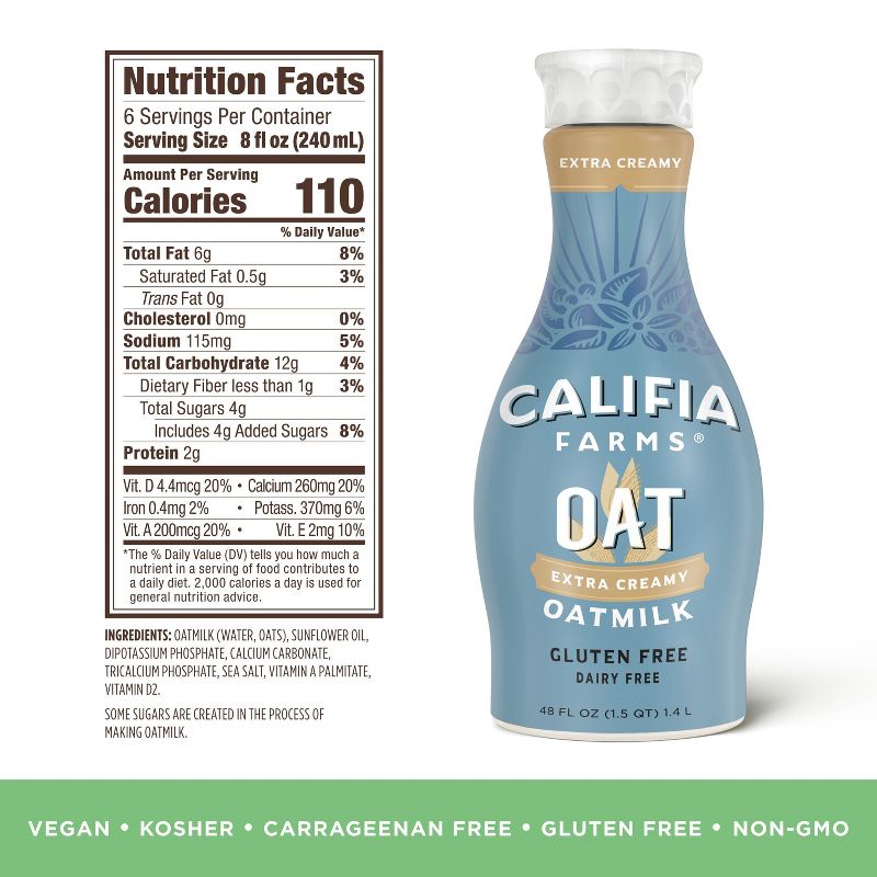 Califia Farms Extra Creamy Oat Milk - 48 fl oz, 5 of 7