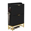Narrow Shoe Cabinet, 2 Flip Drawer Storage with Fluted Panel, Hidden Organizer for Entryway, Foyer, Hallway - 2 of 4